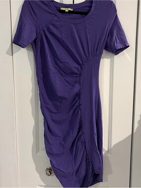 Gianni Bini Purple Ruched Midi Dress